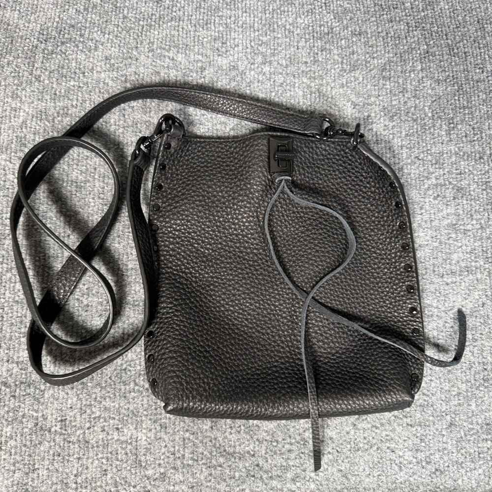 Rebecca Minkoff Crossbody Bag Black Darren North South Leather Purse Studded